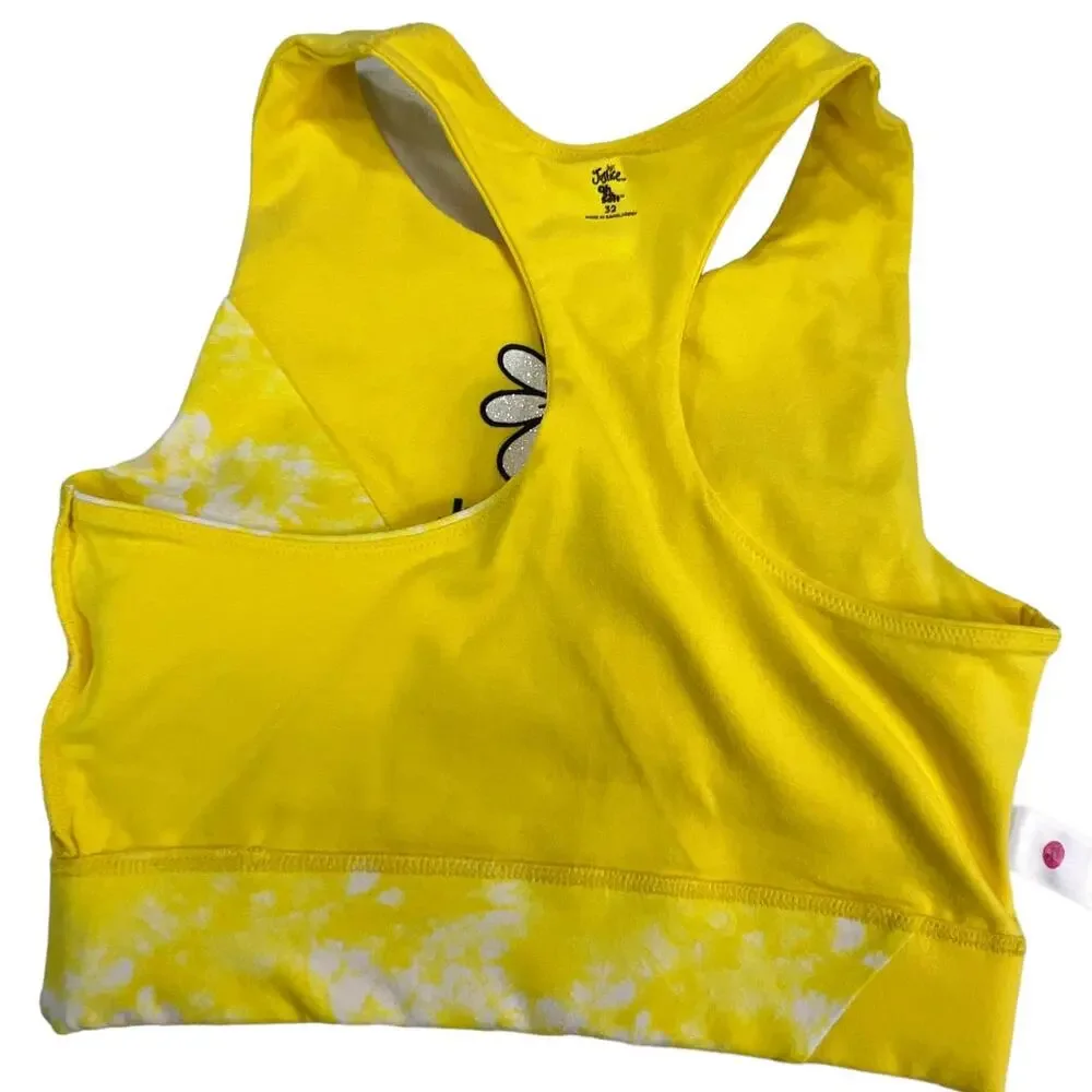 Justice Oh So Soft Girls Racerback Youth Sports Bra Black Yellow Sz 32 Seamless